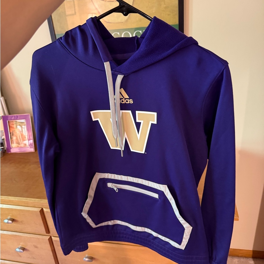 University of Washington Adidas Hoodie with Gold Logo and Grey Accents